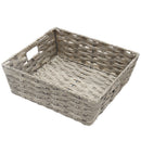 1 of 4:Home Basics Large Faux Rattan Basket with Cut-out Handles, Grey 