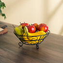 5 of 5:Home Basics Scroll Collection Steel Fruit Basket, Black 