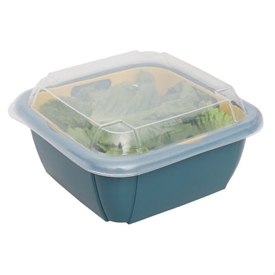 1 of 4:Home Basics Plastic Container with Strainer Basket and Clear Lid, Multi-Color 