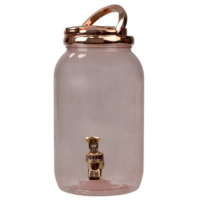 1 of 5:Home Basics Plastic Beverage Drink Dispenser with Carrying Lid, Rose Gold, 1 Gallon 
