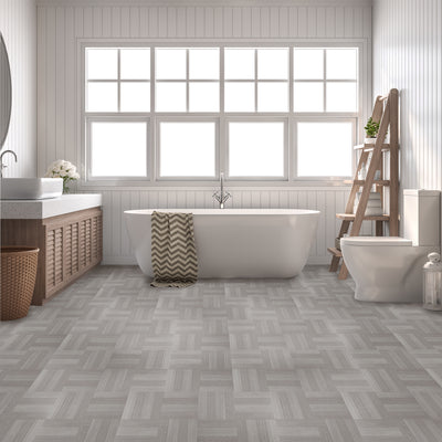 2 of 2:Portfolio 12x12 2.0mm Self Adhesive Vinyl Floor Tile - Ash Grey Wood - 9 Tiles/9 sq. ft. 