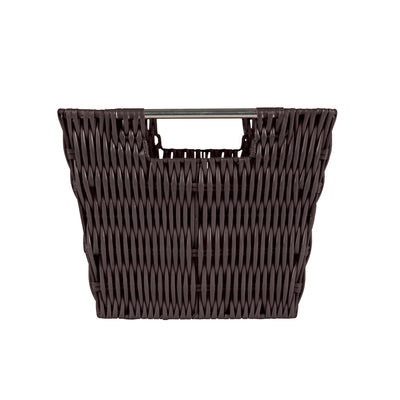 2 of 4:Simplify Medium Rattan Storage Tote Basket in Chocolate 
