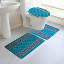 1 of 1:Nicole 3-Piece Mega Bath Mat Set, Greek Key Design, Teal 