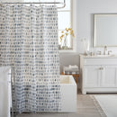 2 of 3:Cortina de ducha de PEVA con diseño de patrón de motas de Bath Bliss en azul 