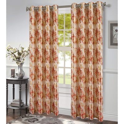 4 of 5:Tropic Metallic Floral Jacquard Grommet Window Panel, 54x84 Inches 