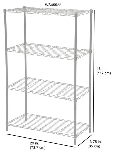 4 of 4:Home Basics 4 Tier Wide Steel Wire  Shelf, Grey 