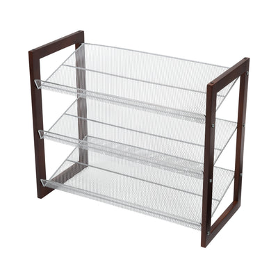 4 of 4:Neu Home Zapatero con estante de malla de 3 niveles en color espresso 