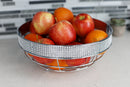 4 of 4:Home Basics Pave Large Capacity Decorative Non-Skid Steel Fruit Bowl, Chrome 