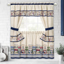 1 of 3:Achim Bon Appetit Printed Cottage Kitchen Curtain Set, Navy, 57x36 Inches 
