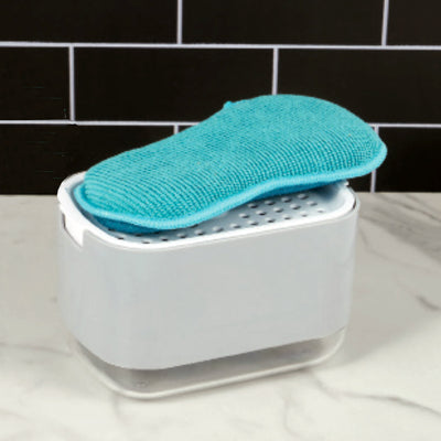 1 of 1:Home Basics Sponge Holder With Soap Dispenser, Grey, 8 Ounces 