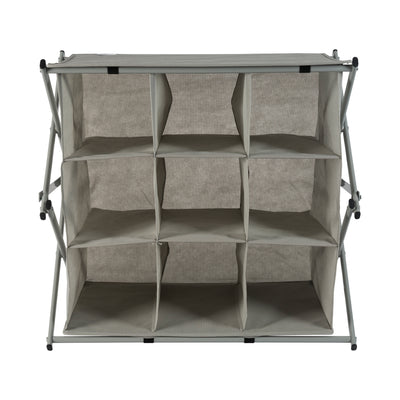4 of 4:Simplify 9 Grid Collapsible Shoe Rack in Grey 