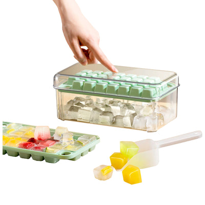 1 of 7:PREMIUS 2 Tray Ice Cube Tray with Container and Scoop, Green-Clear 