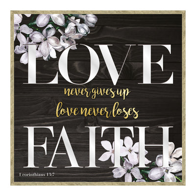 1 of 1:PREMIUS Gracious Quotes Framed Wall Decor With Mirror Cut-Outs, Love Faith, 12x12 Inches 