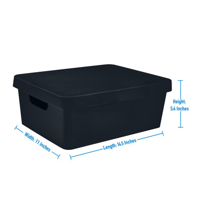3 of 4:Simplify Medium Vinto Storage Box with Lid in Charcoal 