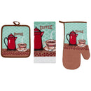 9 of 15:PREMIUS 3 Piece Printed Kitchen Linen Set, 1 Cotton Towel, 1 Pot Holder, 1 Oven Mitt 