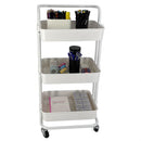 1 of 3:Home Basics Carro utilitario con ruedas de acero de 3 niveles con 2 ruedas de bloqueo, color blanco 