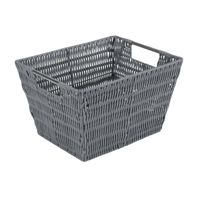 1 of 4:Simplify Medium Rattan Storage Tote Basket in Charcoal 