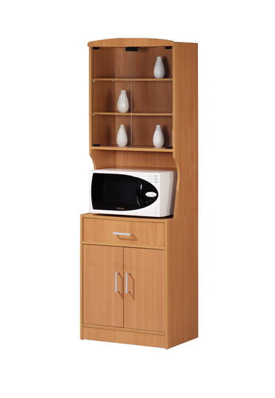 1 of 1:Grand meuble à micro-ondes en bois Home Basics, naturel 