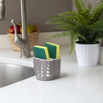 4 of 4:Porte-éponge double Home Basics, gris 