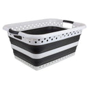 1 of 4:Panier à linge pliable en plastique Home Basics avec poignées, gris foncé, 24 x 17 x 3,75 - 11 pouces 