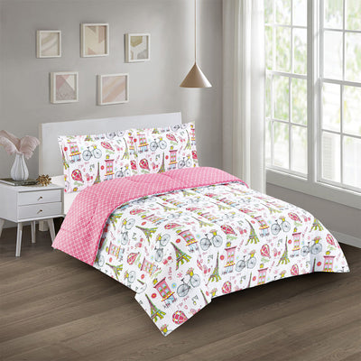 1 of 2:Parure de couette pour enfants Tour de Paris pour filles 