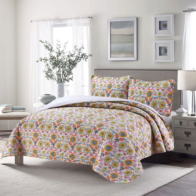 1 of 3:Premius Emma Reversible Cotton Quilt Set 