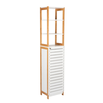 1 of 4:Neu Home 6 Shelf Bamboo High Cabinet in White 