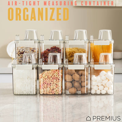 3 of 15:PREMIUS Plastic Food Storage Container with Measuring Cup, Clear-Natural 