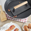 4 of 4:Home Basics Cast Iron Bacon Press with Wood Handle, Black 
