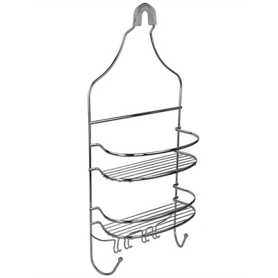 4 of 7:Home Basics Carrito de ducha de alambre plano de acero cromado 