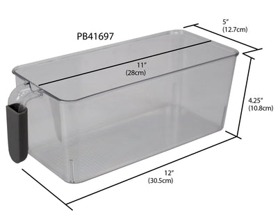 5 of 5:Home Basics Contenedor de almacenamiento de plástico extraíble pequeño con mango de agarre suave, transparente 