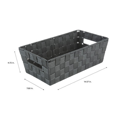 3 of 4:Simplify Medium Woven Strap Shelf Tote in Grey 