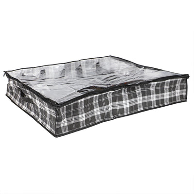 1 of 4:Range-chaussures Home Basics Plaid non tissé, 11 paires, avec couvercle transparent, noir 