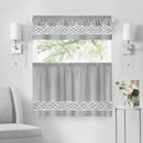 17 of 40:Paige Embroidered Kitchen Curtain and Valance Set, Tiers 55x36, Valance 55x13 Inches 