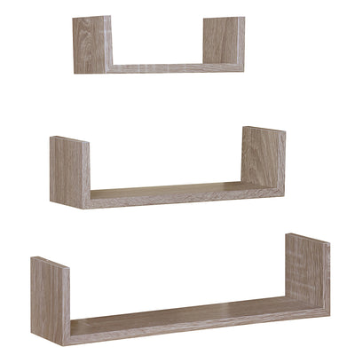 1 of 4:Home Basics Floating Wood Shelf, (Set of 3), Oak 