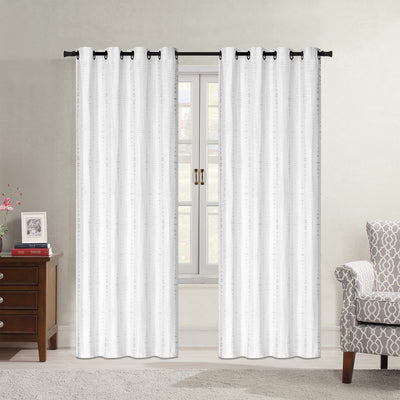 2 of 4:Eden Textured Ikat Jacquard Grommet Window Curtain Panel, 54x84 Inches 