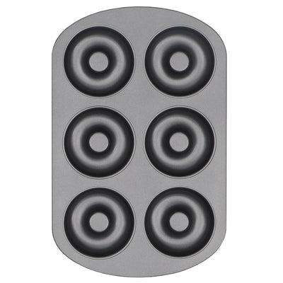 3 of 4:Home Basics 6-Cup Non-Stick Donut Pan, Black 