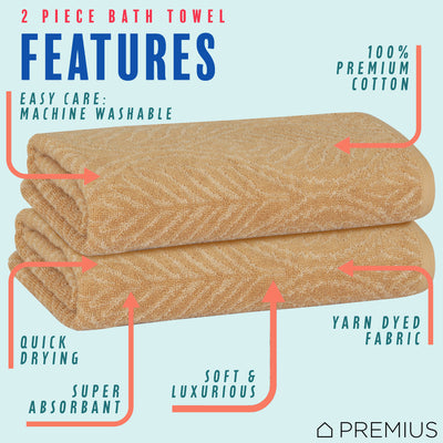 13 of 24:Serviette de bain PREMIUS en fil de coton teint, motif feuilles, 27 x 54 pouces 
