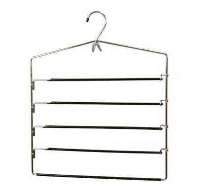 1 of 3:Cintre à pantalons Home Basics à 4 niveaux avec bras pivotants antidérapants recouverts de PVC et crochet pour accessoires intégré 