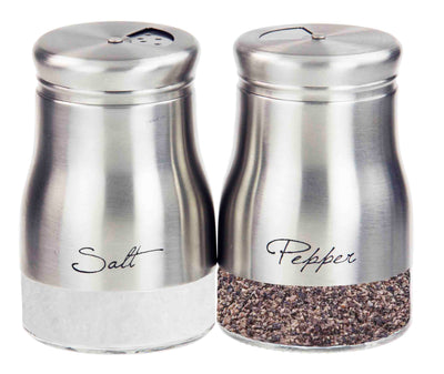 1 of 3:Ensemble sel et poivre Home Basics 140 ml avec base en verre transparent, argent 