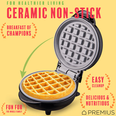 11 of 18:PREMIUS Ceramic Non-Stick Mini Snack Waffle Maker, 4 Inch Mold 