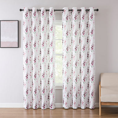 4 of 9:Isla Floral Printed Grommet Room Darkening Window Panel, 52x84 Inches 