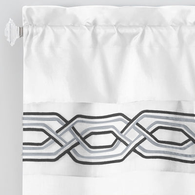 3 of 40:Paige Embroidered Kitchen Curtain and Valance Set, Tiers 55x36, Valance 55x13 Inches 