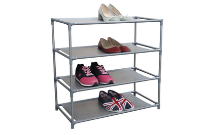 2 of 6:Home Basics 12 Pair Non-Woven Multi-Purpose Stackable Shoe Rack, Grey, 24.5x12x24 Inches 