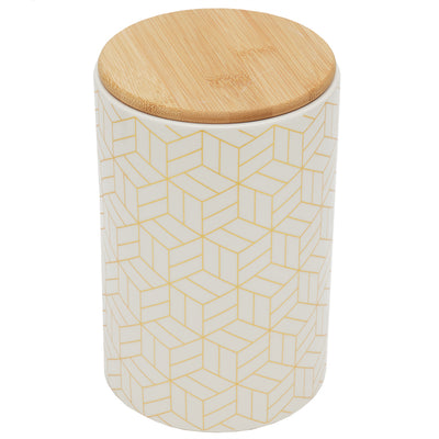 1 of 4:Home Basics Cubix X-Large Ceramic Canister with Bamboo Top 