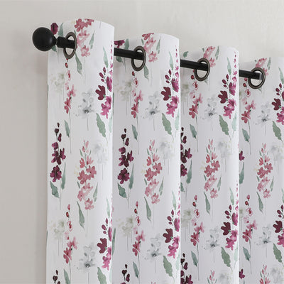 5 of 9:Isla Floral Printed Grommet Room Darkening Window Panel, 52x84 Inches 