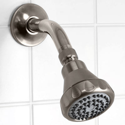 1 of 10:Alcachofa de ducha fija de función única Sunbeam, níquel satinado cepillado 