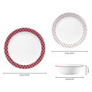 2 of 6:Corelle Vitrelle 12 Piece Round Dinnerware Set, Crimson Trellis, Service for 4 