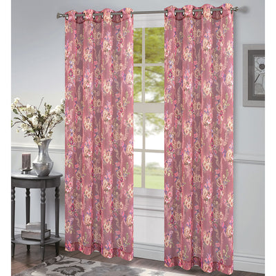 8 of 8:Rideau transparent à œillets pour fenêtre Romy, imprimé floral, 54 x 84 pouces 
