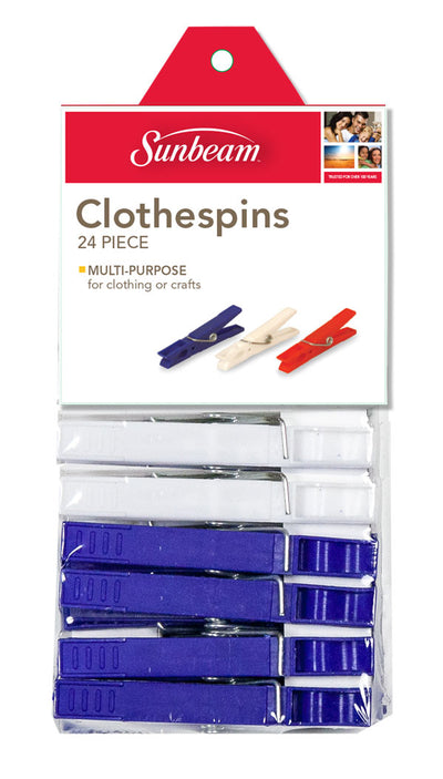2 of 3:Pinces à linge en plastique Sunbeam (lot de 24), multicolores 